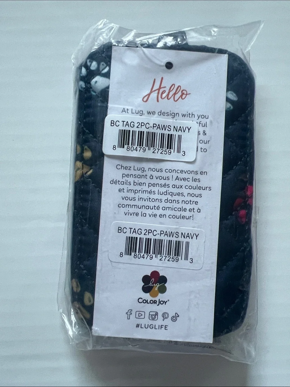 NWT~Lug~Luggage Tags in Paw Print Navy
